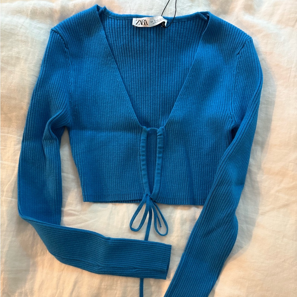 Zara Vibrant Blue Ribbed Top NWT